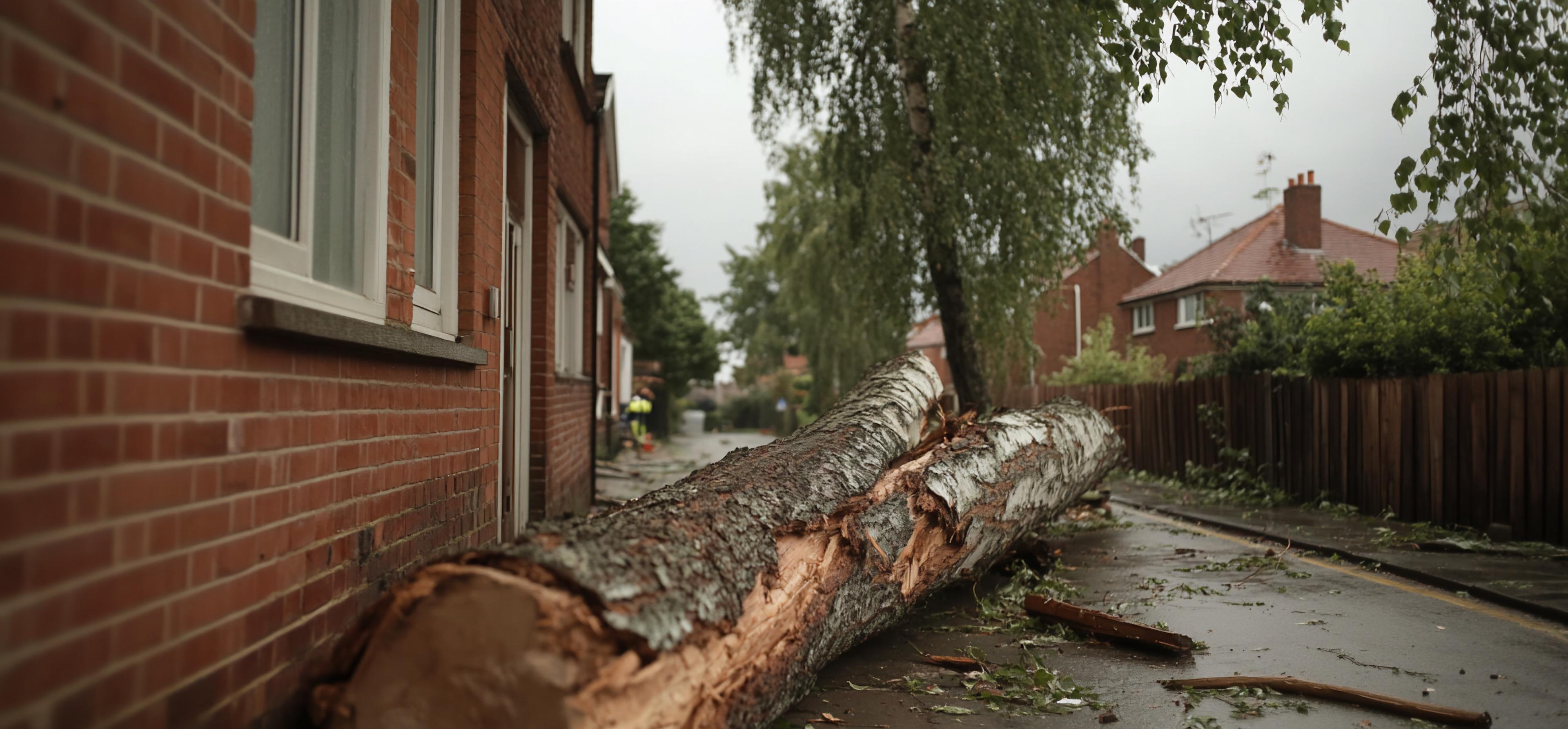Large tree against building